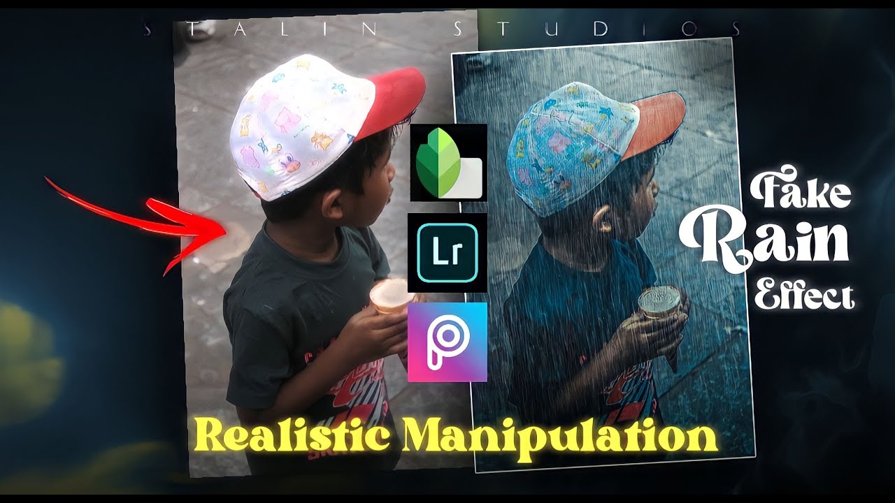 How to Create Realistic Fake Rain Effect | Picsart Tutorial | Stalin studios Telugu
