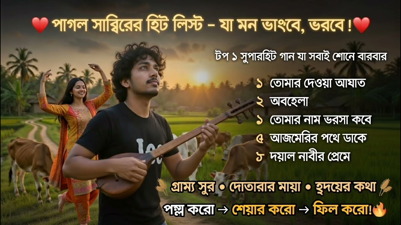 পাগল সাবিরের হিট লিস্ট ২০২৬ | যা মন ভাঙবে, ভরবে! | গ্রাম্য সুর • দোতারার মায়া • হৃদয়ের কথা