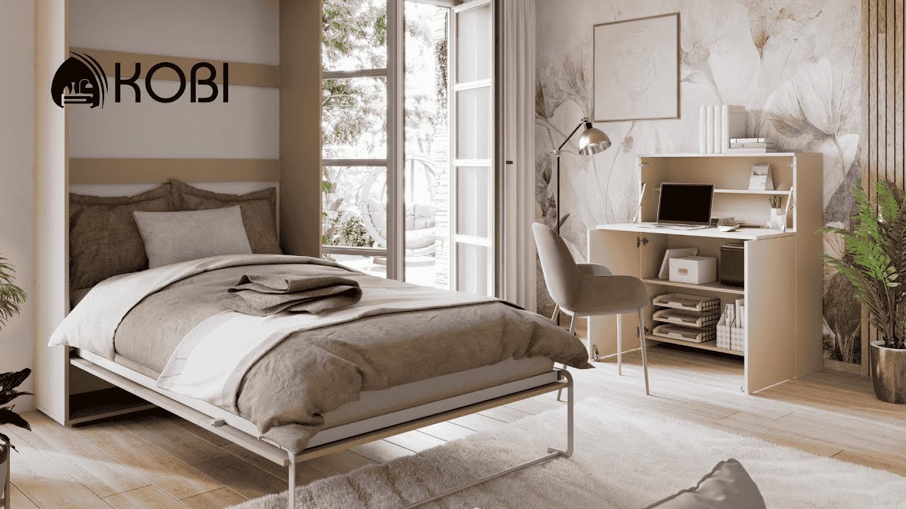 VERTO vertical fold-out sofa bed that folds into a wardrobe, white | MEBLE KOBI