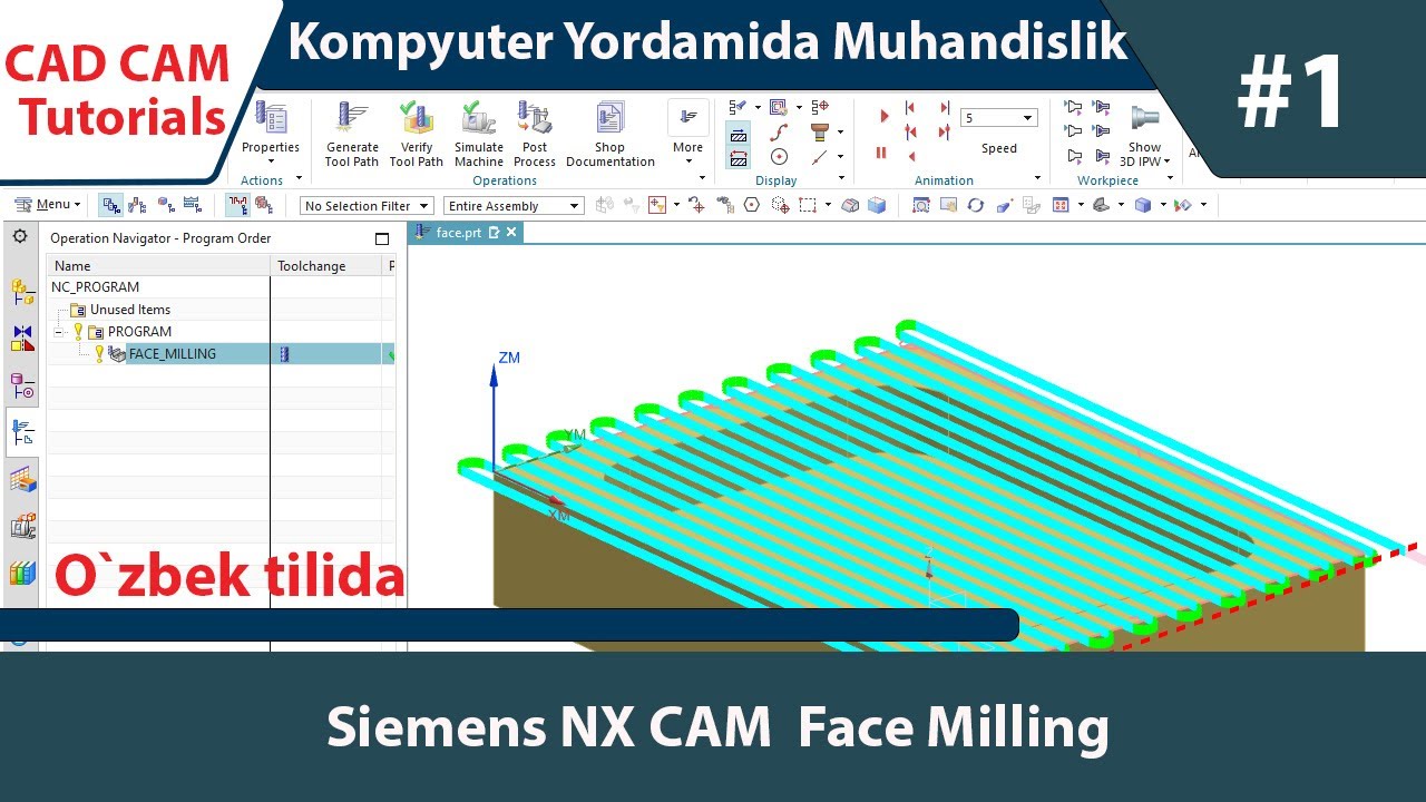 Siemens NX CAM (O`zbek tilida): 1_DARS. Face Milling Operation 