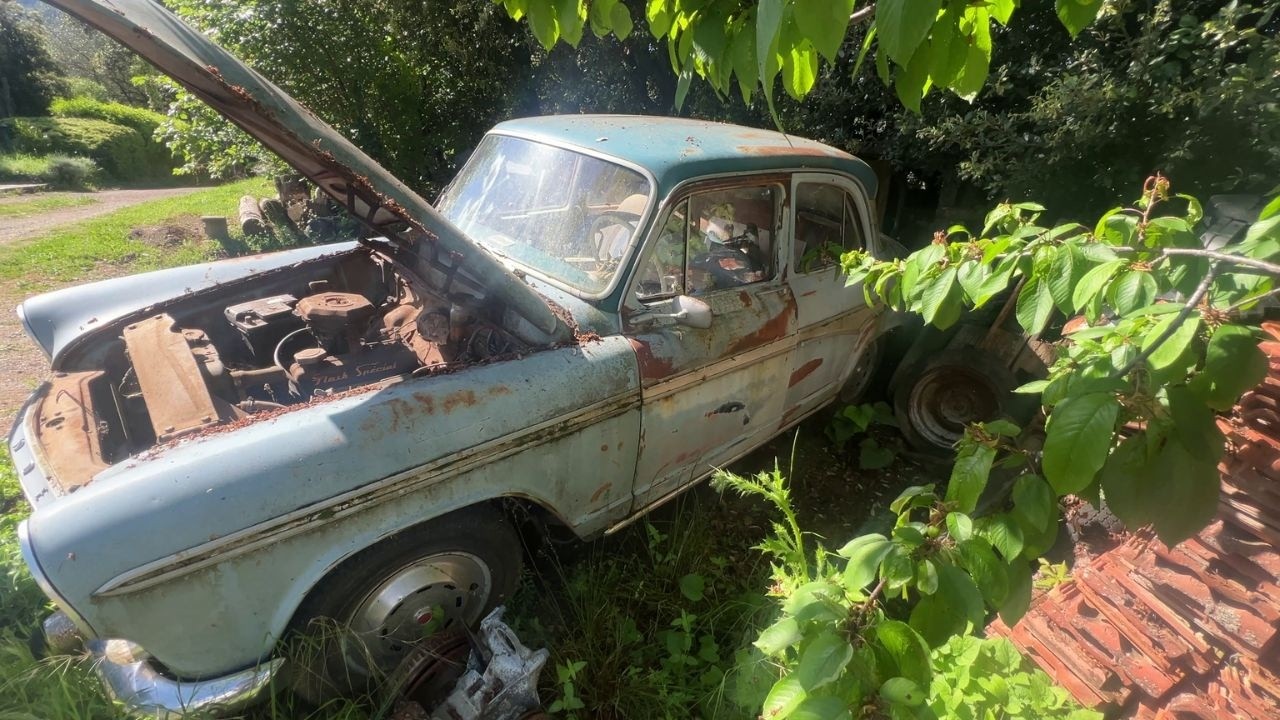 Visite au milieu d'&eacute;paves d'un autre temps, Simca Aronde, Opel rekord, Transporter T3, 4L...