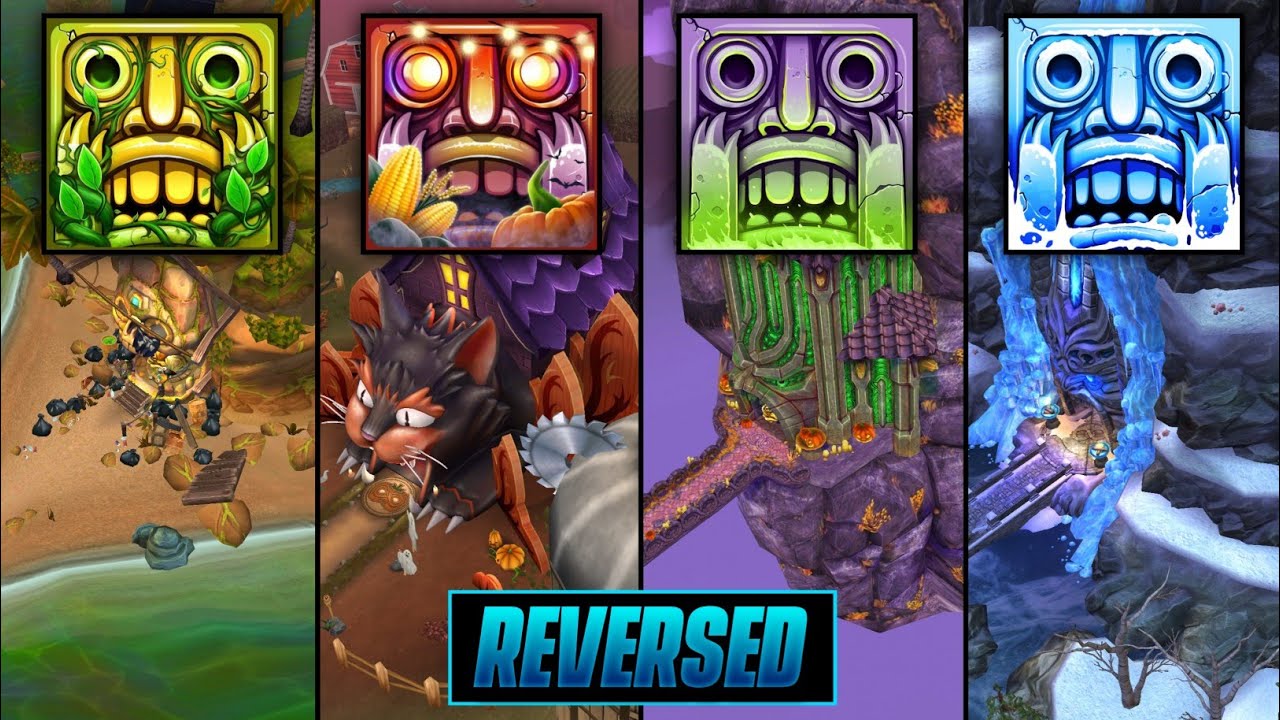 Temple Run 2 REVERSED Ep13 | Pirate Cove Earth Day,Haunted Harvest,Spooky Summit,Frozen Shadows Maps