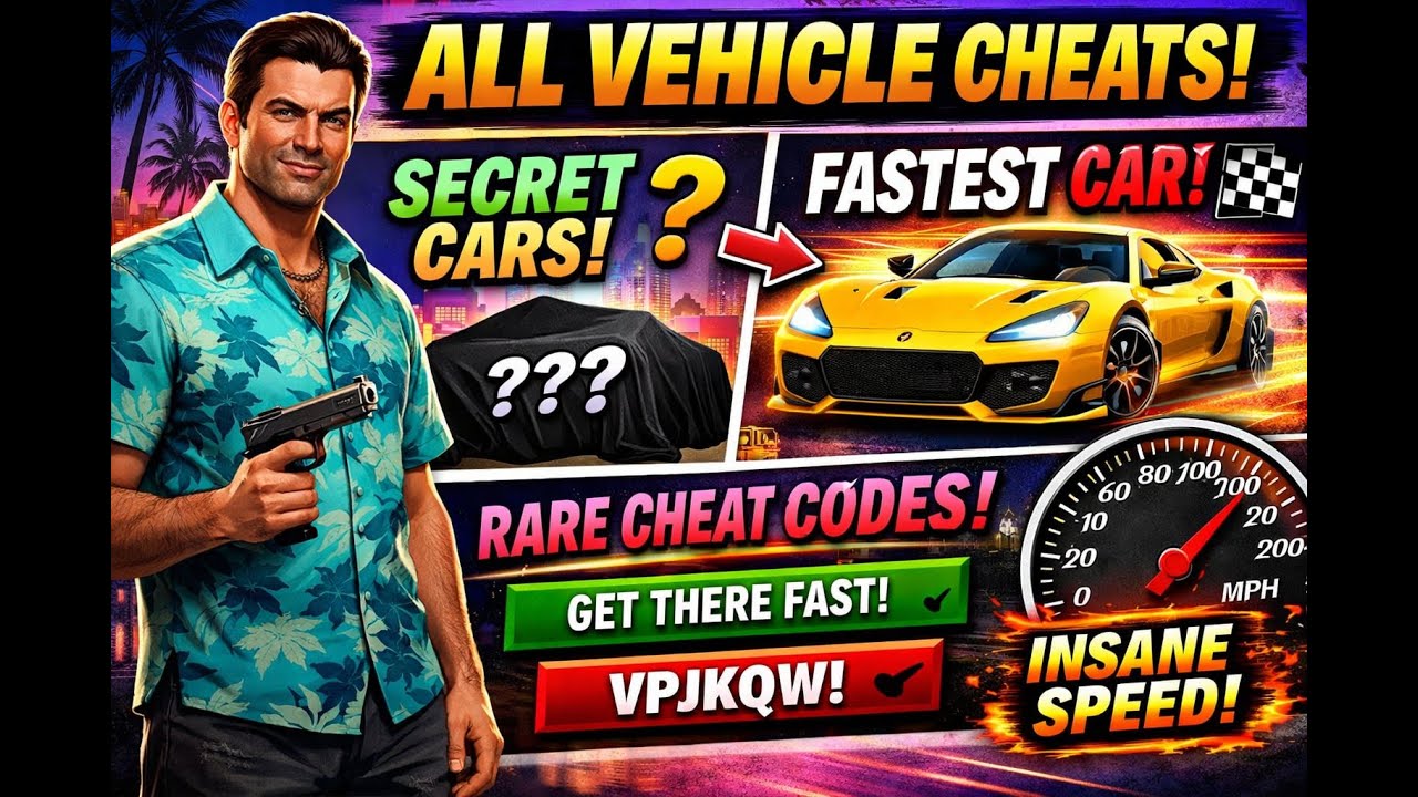 ALL GTA Vice City Vehicle Cheat Codes 🚗 | Secret Cars & FASTEST Car You Never Knew! #gta #games