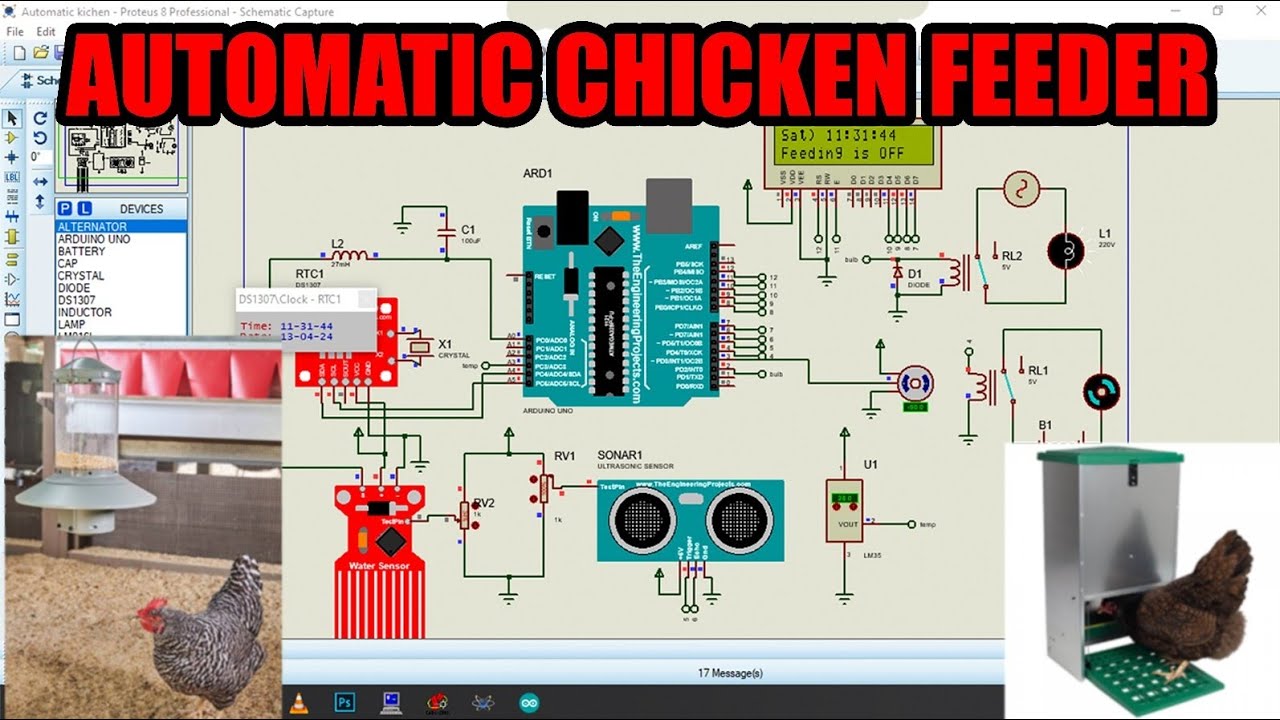 How to make automatic chicken feeder on Proteus Professional using arduino