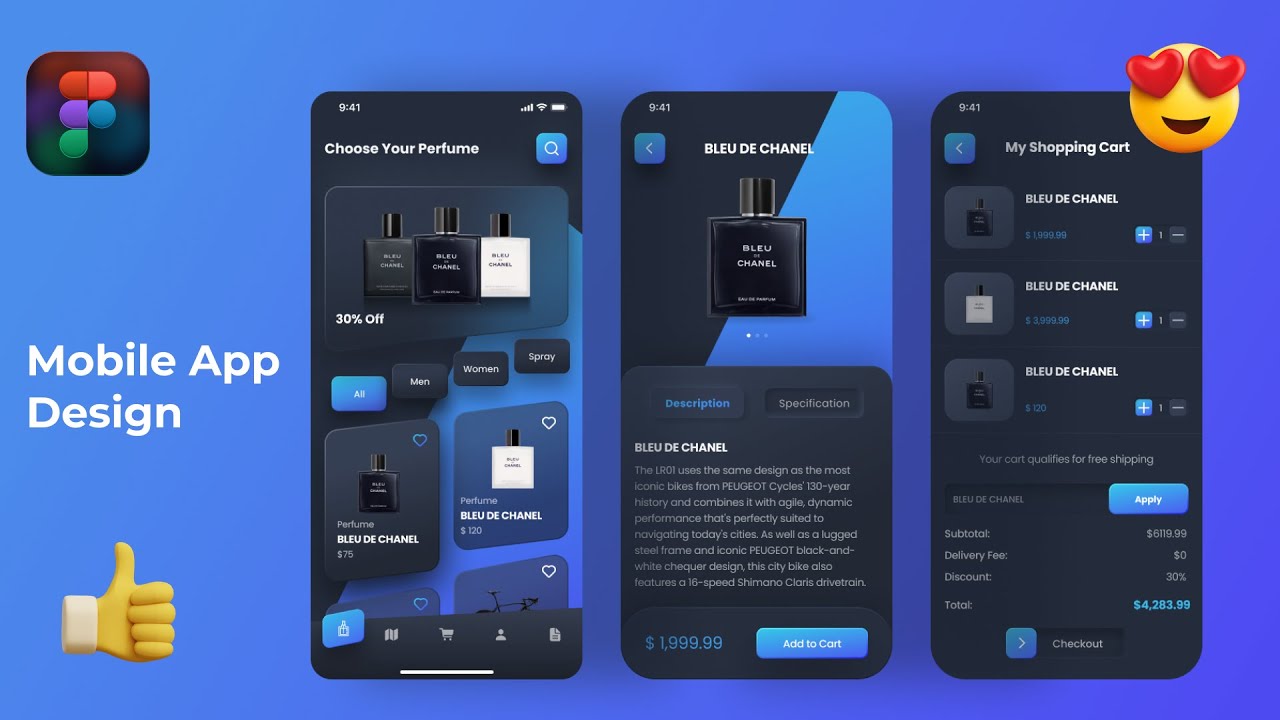Design a Perfume Mobile App (UI/UX Design) with Prototype