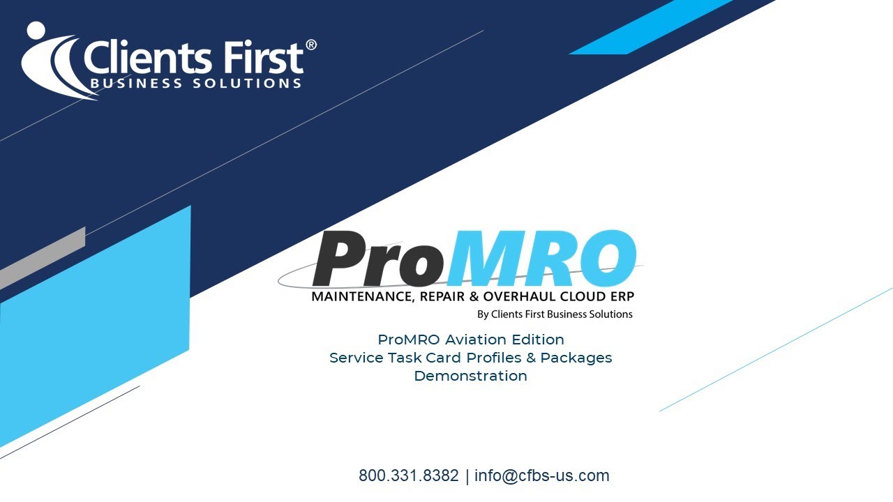 ProMRO Aviation Edition: Service Task Card Profiles & Package Demo