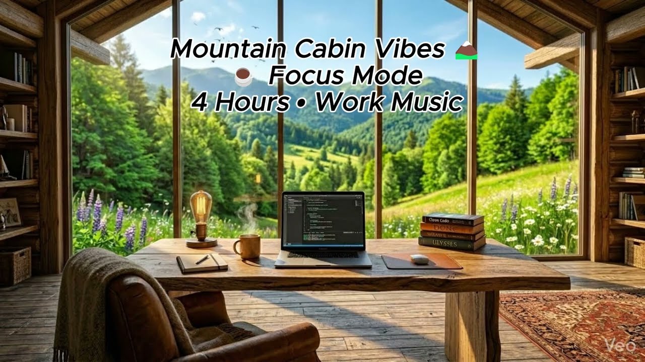 🏔️ Mountain Cabin Study Music • 4 Hours of Lofi Focus Beats • Work, Study, Relax