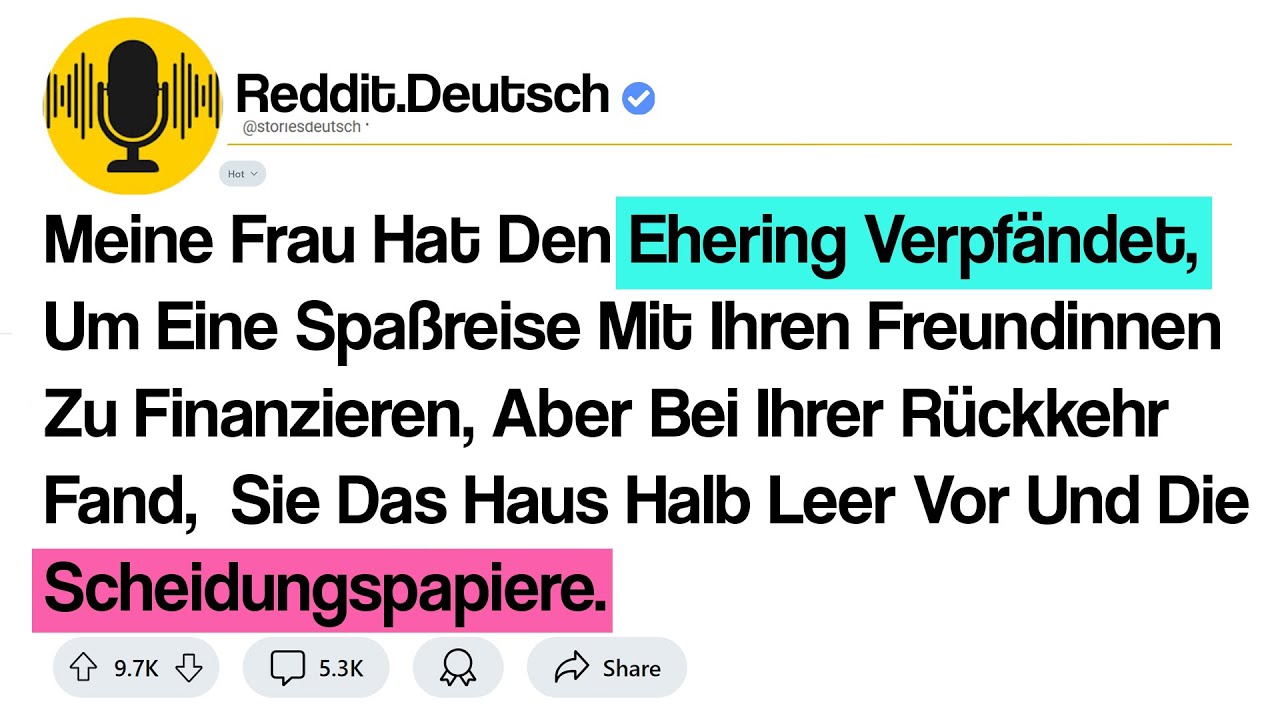 reddit-geschichte -  Meine Frau Hat Den Ehering Verpfändet, Um Eine Spaßreise Mit Ihren ...