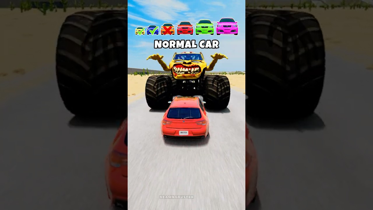 Big & Small Cars vs Zombie Monster Truck