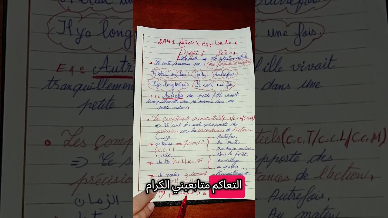 ملخص دروس المقطع الأول لسنة الثانية متوسّط. le conte #2am 