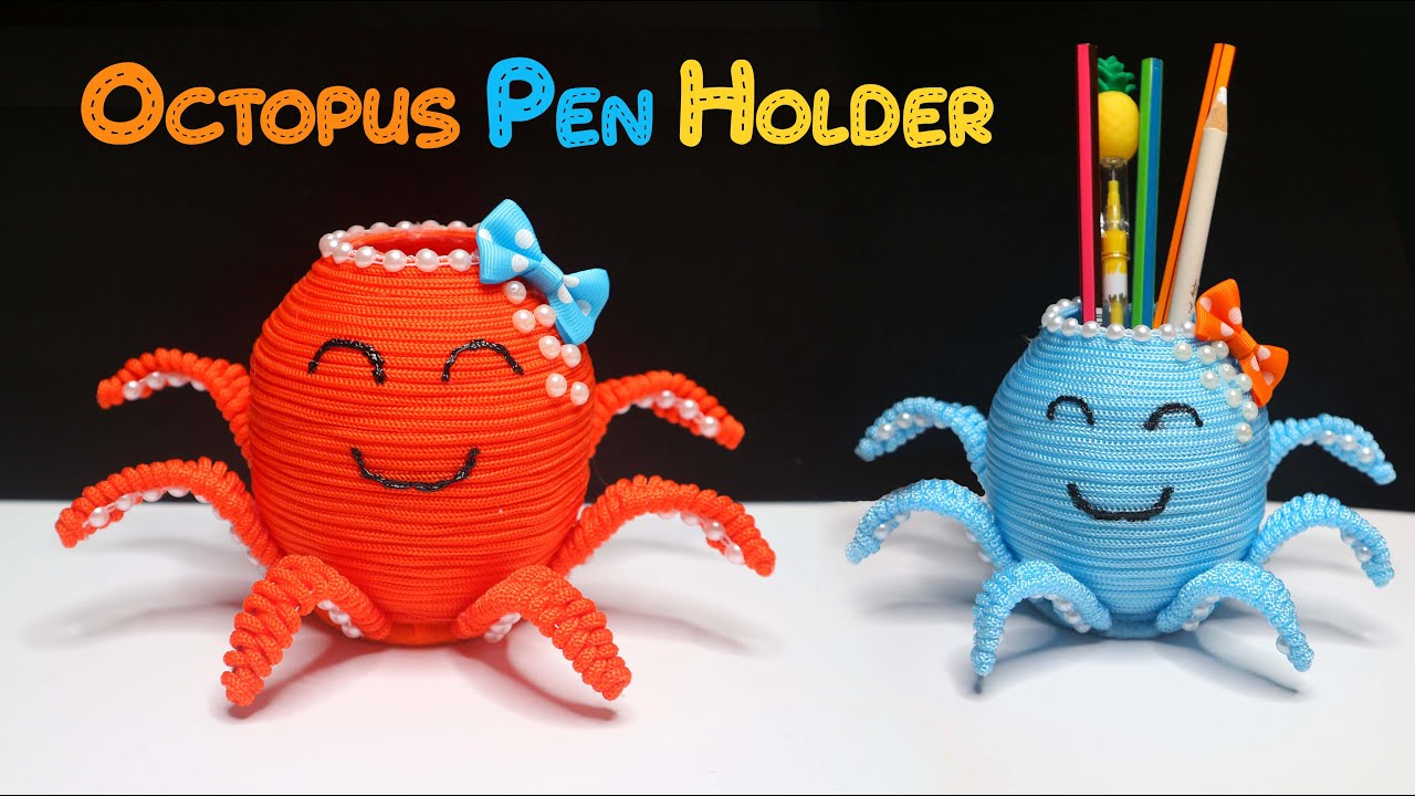Ide Kreatif Tempat Pensil dari Botol Bekas | Octopus Pen Holder DIY Ideas from plastic water bottle