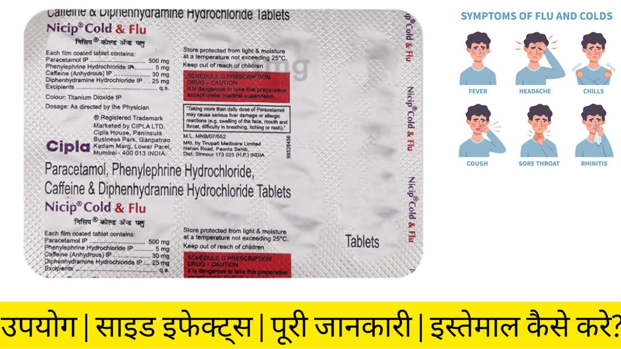 Nicip cold and flu Tablet Uses | सर्दी, जुकाम, बुखार और Allergy Treatment Paracetamol Phenylephrine 