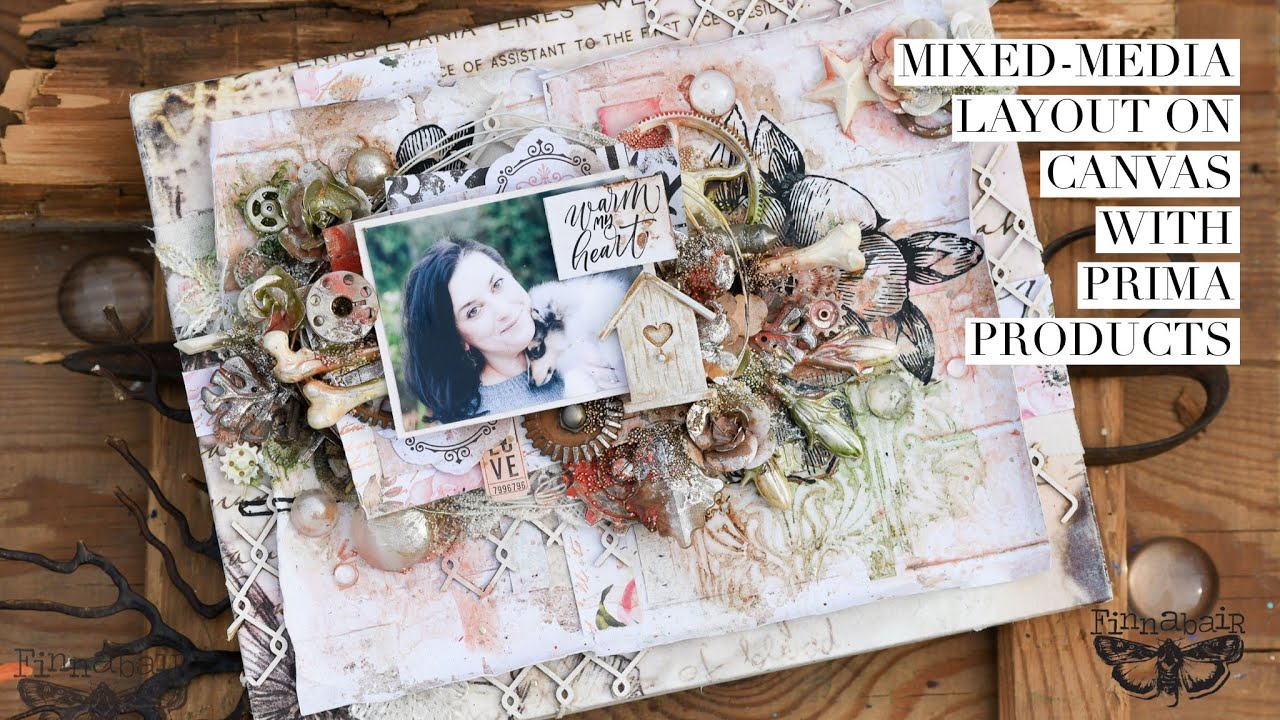 Mixed-media Canvas with Scrapbooking Supplies with Finnabair - FB Live  Re-upload