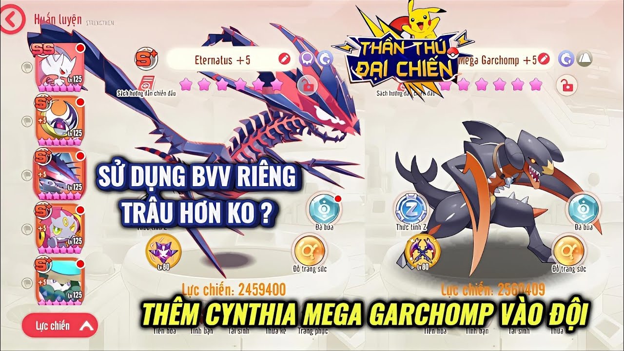 Thần Thú Đại Chiến - Sử dụng BVV riêng của Eternatus giúp trâu hơn ? | Thêm Cynthia Mega Garchomp 