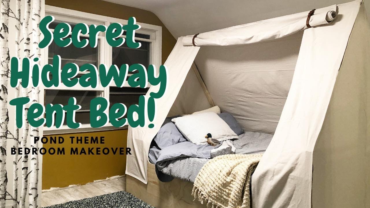He dreamt it, We DIY'd it! Secret Hideaway Tent Bed Build REVEAL