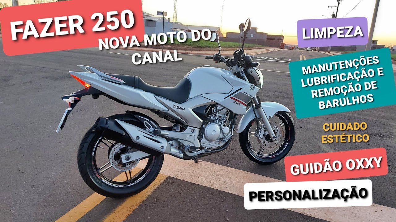 Fazer 250 Moto Nova do Canal instalando guidon Oxxy manutenção e limpeza geral
