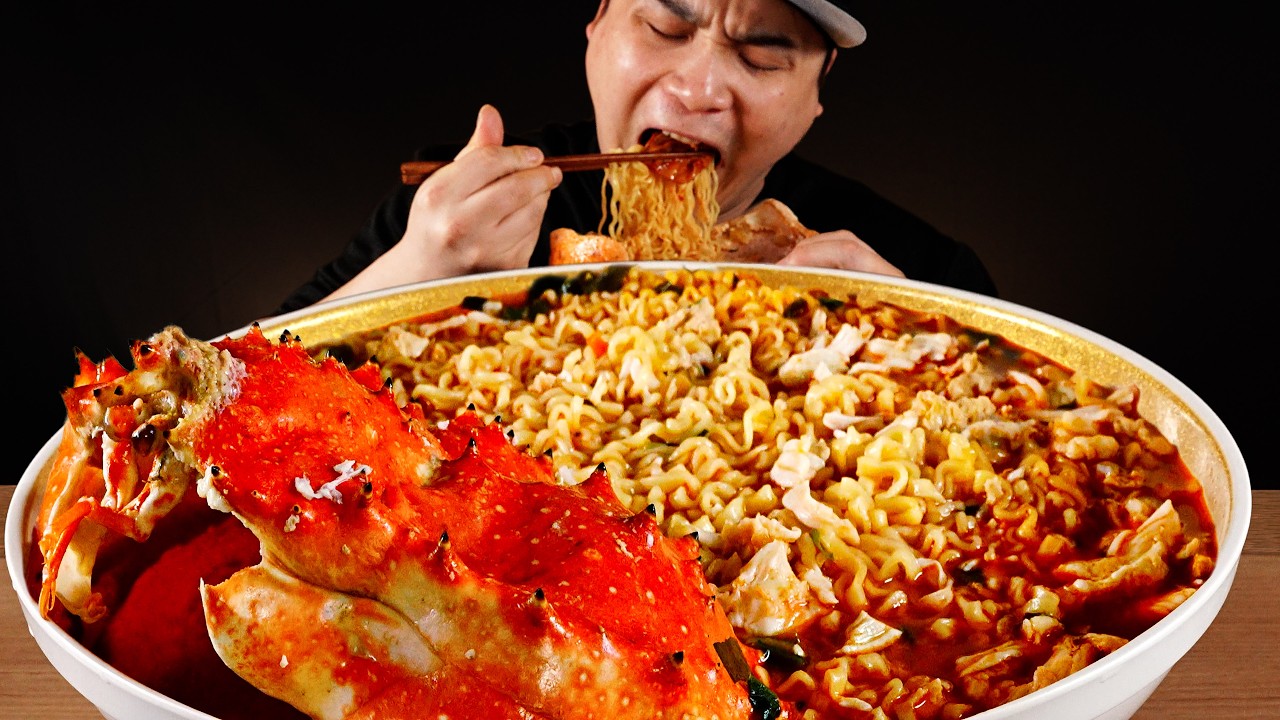 킹크랩 넣은 얼큰한 라면 먹방~!! King Crab Spicy Ramen