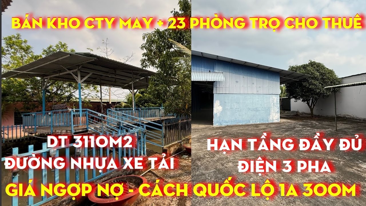Tập 192 bán kho công ty may đầy đủ cơ sở hạ tầng và dãi phòng trọ đang kinh doanh diện tích 3110m2