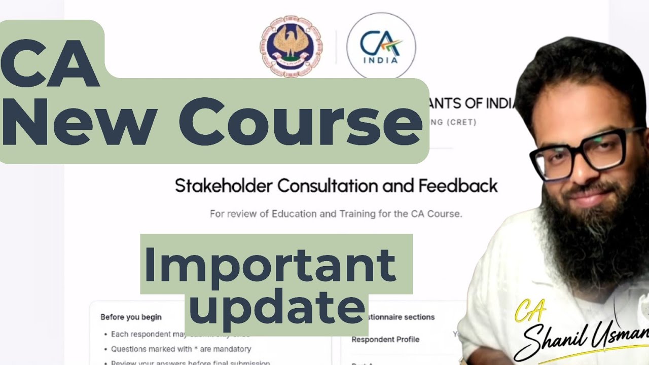CA New Course. Big Update from ICAI. CA Shanil Usman