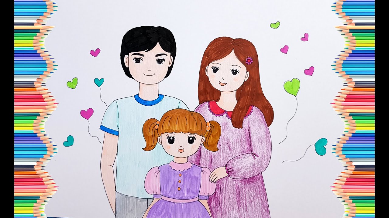 Họa Mi kid Vẽ gia đình em/Vẽ tranh bố mẹ/Draw my family
