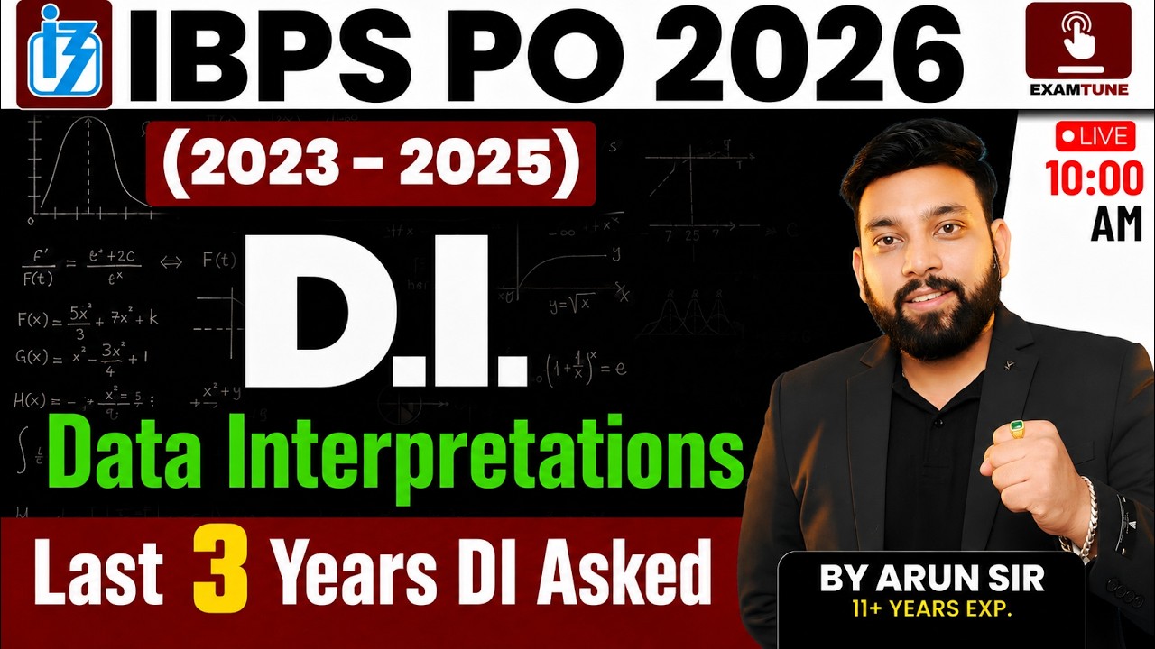 IBPS PO 2026 | Data Interpretation (DI) PYQ | 2023&ndash;2025 | IBPS PO Previous Year DI | By Arun Sir
