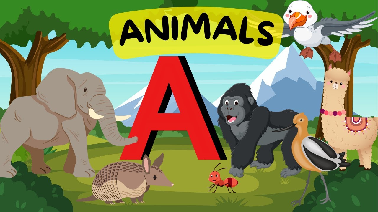 Animals for Kids | 20 Animals That Start with A | Learn Animal Names for Kids | Educational Video