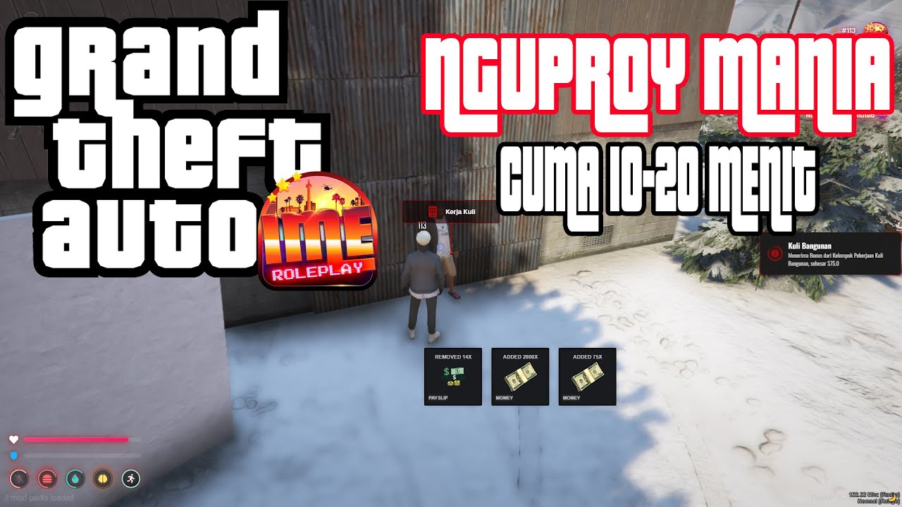 Tutorial Kerja Kuli Bangunan (GTA V IME ROLEPLAY) EZ MONEY❗❗ untuk Pemula. #imeroleplay #imerp