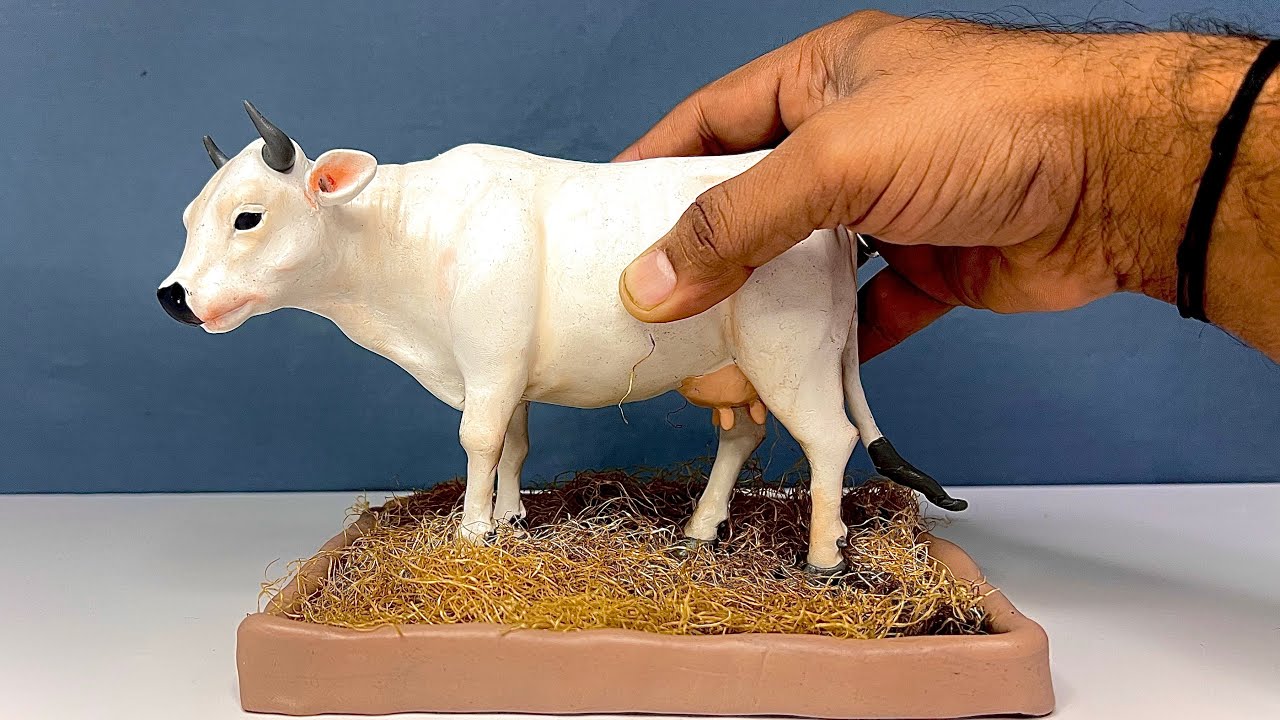 Sculpting clay: I MADE COW WITH CLAY EASY / Clay Animals Art