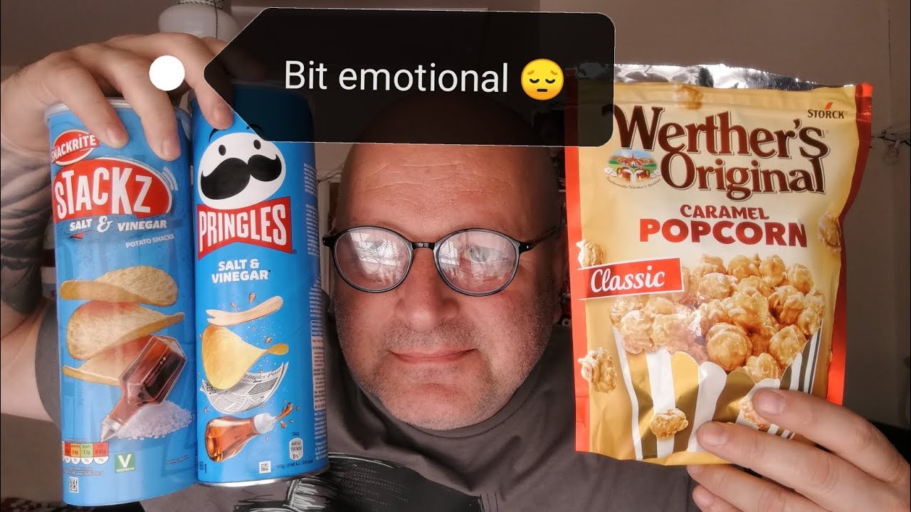 Aldi Stackz Salt & Vinegar V Pringles Salt & Vinegar & Werthers Original Caramel Popcorn 🍿 😁😀😎😋