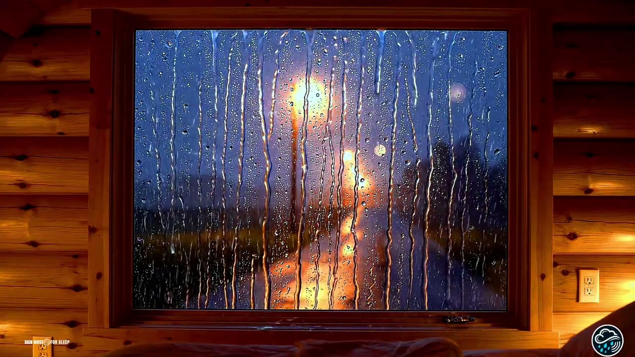 Warm Cabin Rain Sounds Outside Window 🌧️ Deep Sleep & Relaxing Night Rain Ambience