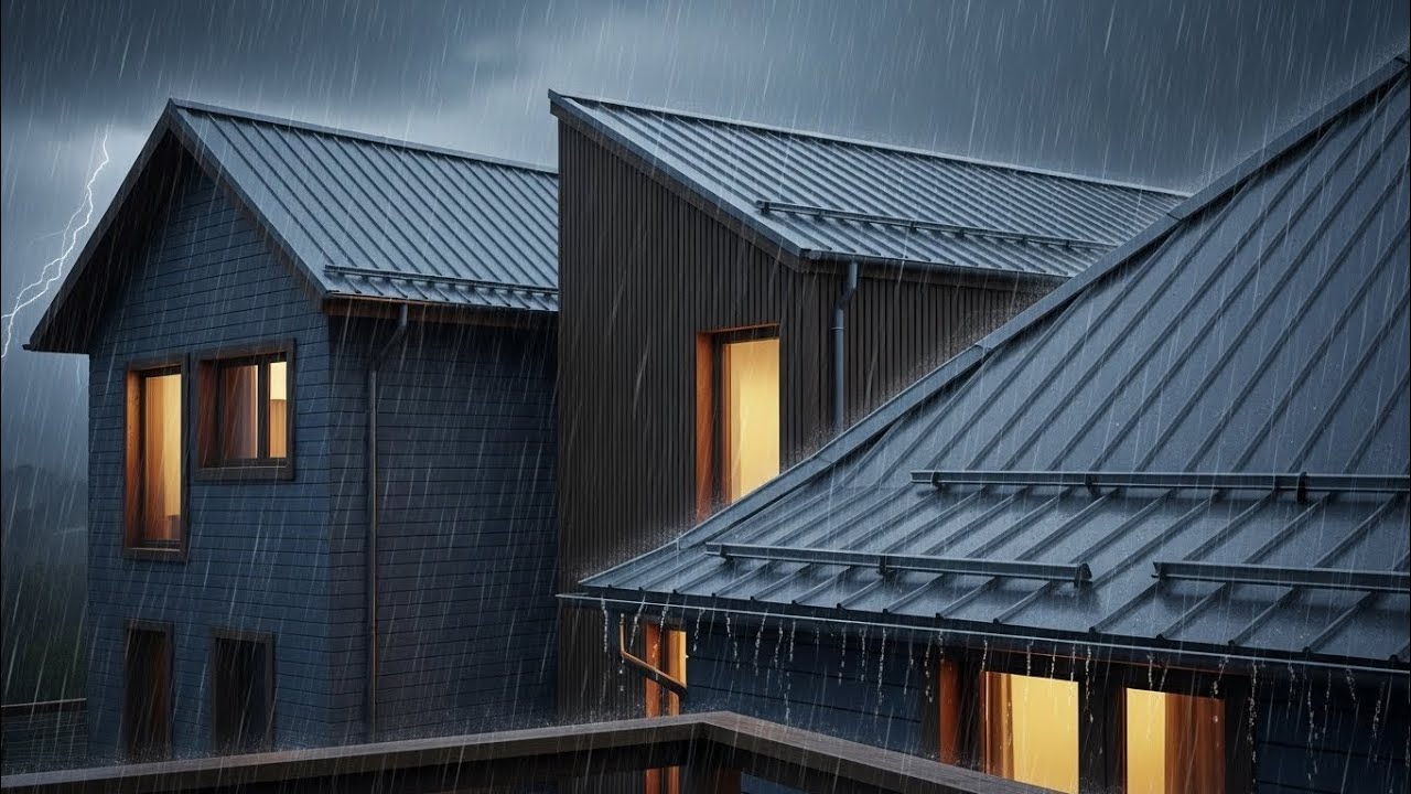 Midnight Rain on Tin Roof for Sleeping, Study, Relaxing Background Noise (No Thunder)