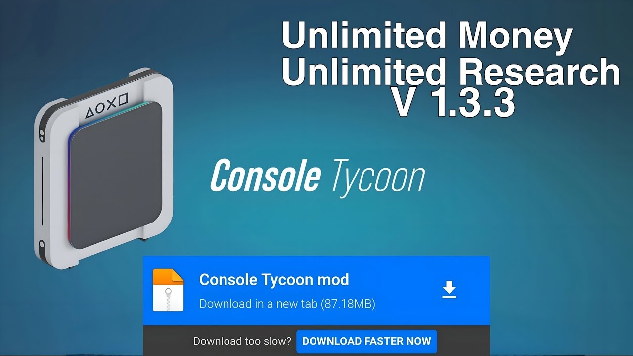 CONSOLE TYCOON SIMULATOR MOD APK (UNLIMITED RESEARCH AND MONEY)