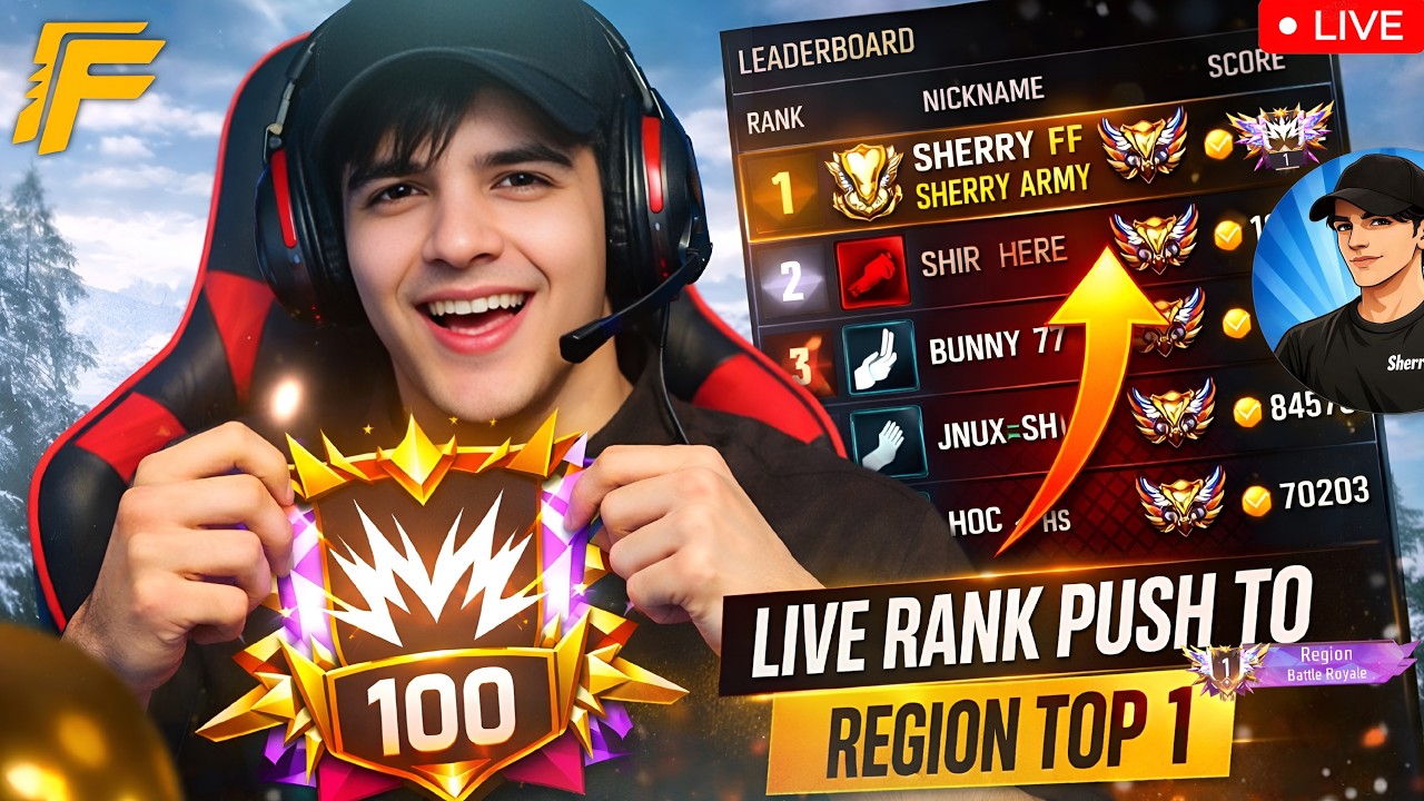 🔴 Sherry ff Live 🔥 BR Rank Push 😱 | Road to 10K Subscribers 🚀 | Free Fire Live