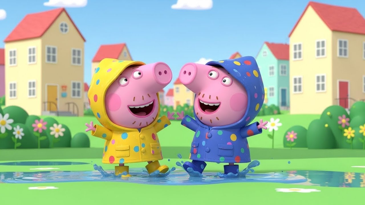 Peppa Pig pulou em uma poça d'água | Rimas Infantis e Canções para Crianças