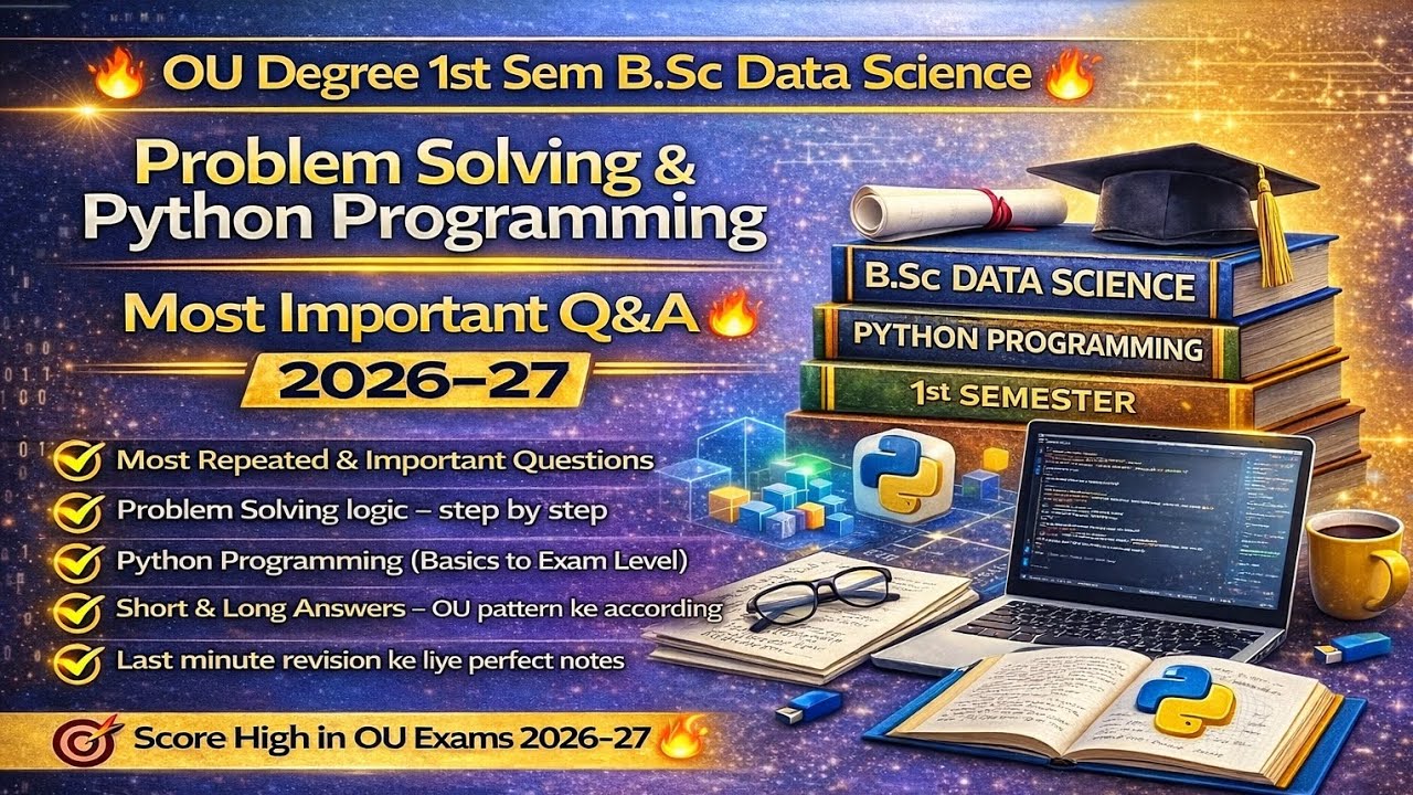 OU Degree 1st Sem B.Sc Data Science|Problem Solving & Python Programming|Most Imp Q&A 2026–27|part 2