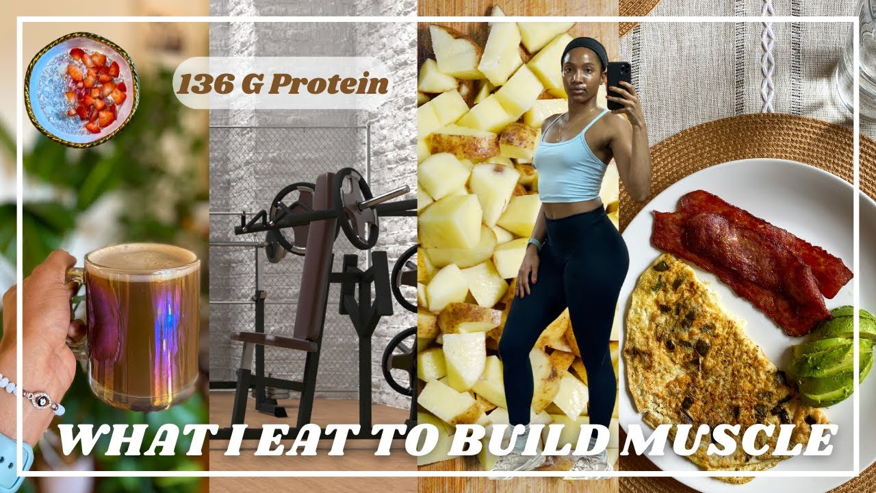 WHAT I EAT IN A DAY | QUICK, HIGH PROTEIN, HEALTHY MEALS TO BUILD MUSCLE 🏋🏾‍♀️💪🏾🥗