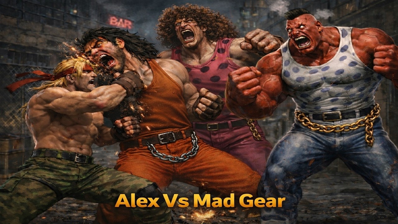 MUGEN - Alex Vs (Team Mad Gear) Andore Jr, Hugo and Abigail (Epic Fight!!!)
