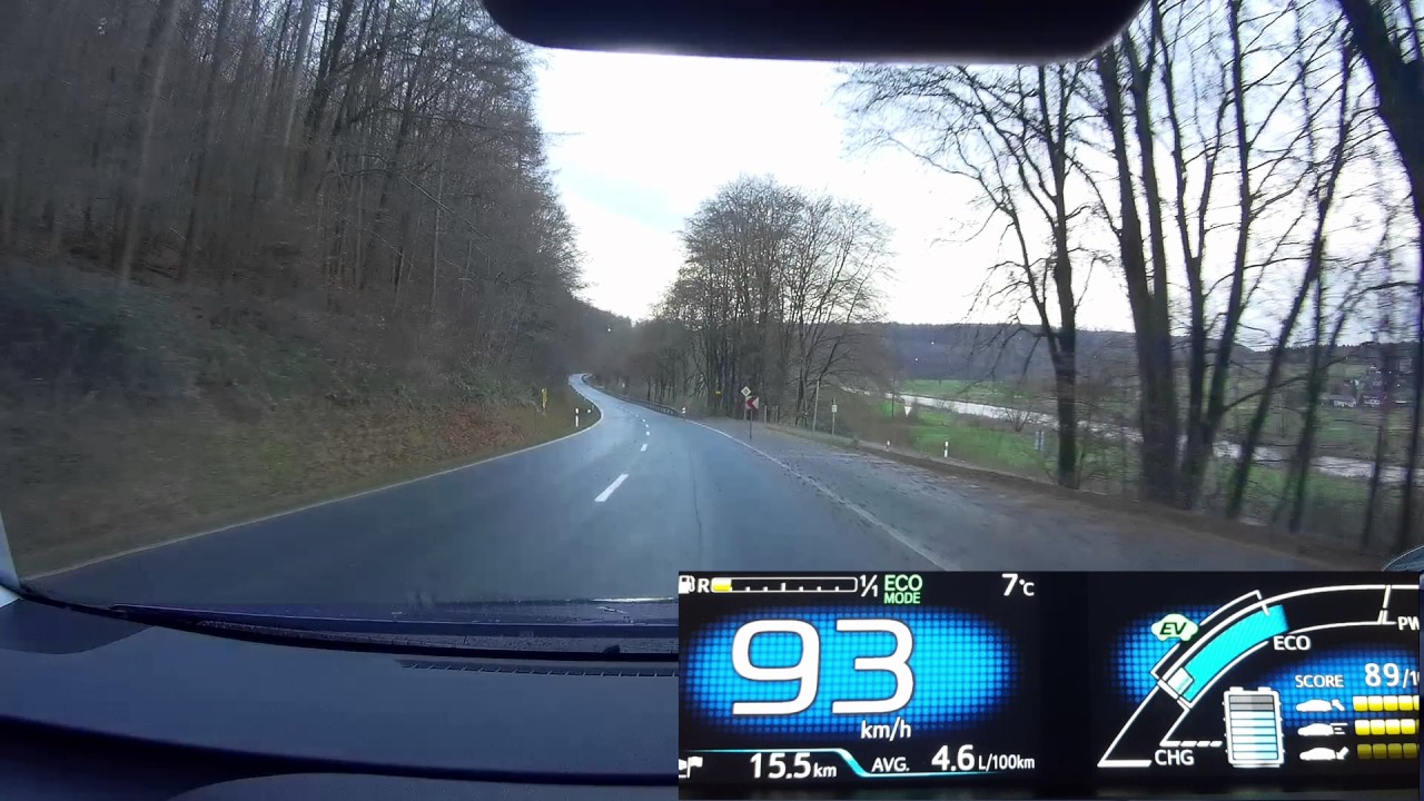 Prius 4 fuel consumption test in bad weather and hilly terrain