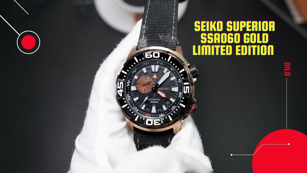Seiko Superior SSA060 Gold Limited Edition Automatic Watch with compass and subdial
