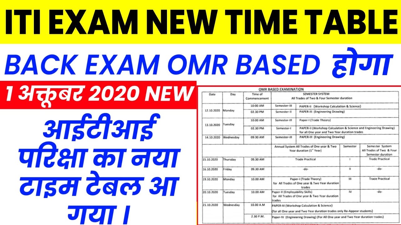 ITI EXAM TIME TABLE 2020 | ITI EXAM SCHEDULE 2020 | ITI EXAM 2020 KAB HOGA | ITI NEWS TODAY DGT NCVT