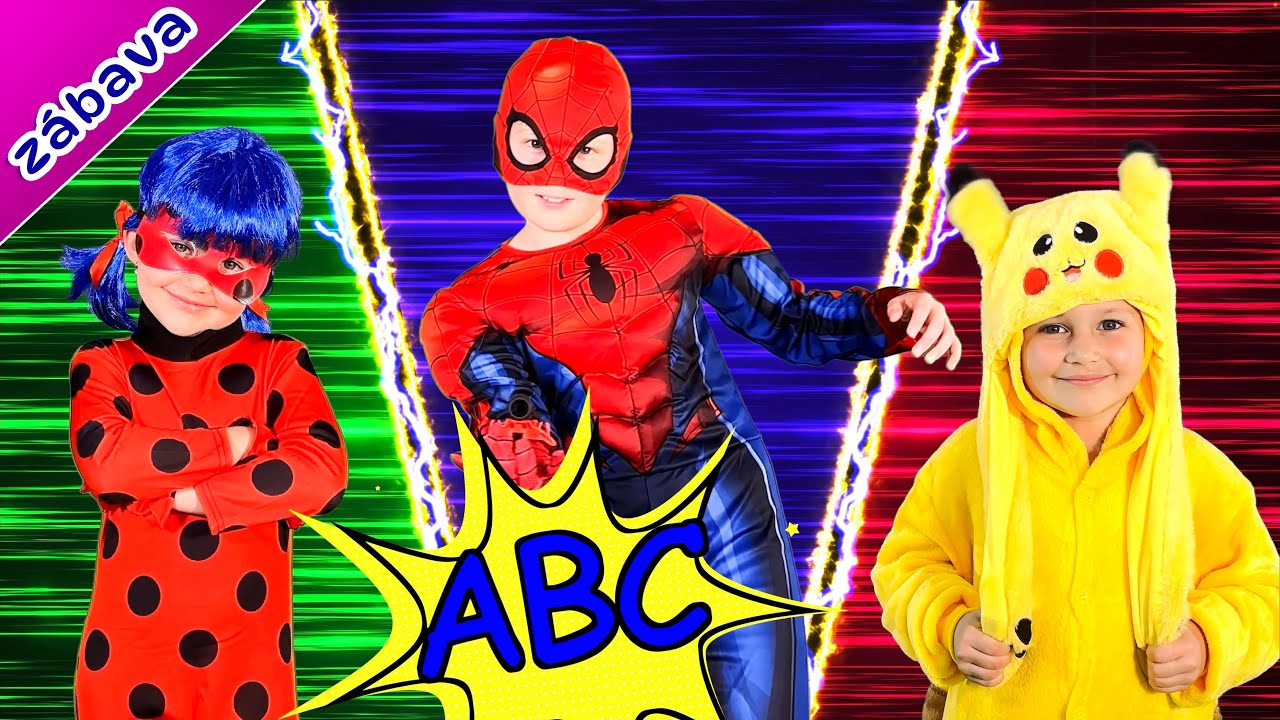 ABECEDA pro děti | Uč&iacute;me se p&iacute;smena se superhrdiny 🦸 Spiderman, Batman, Hulk, ,Sonic, Pikachu - ABC
