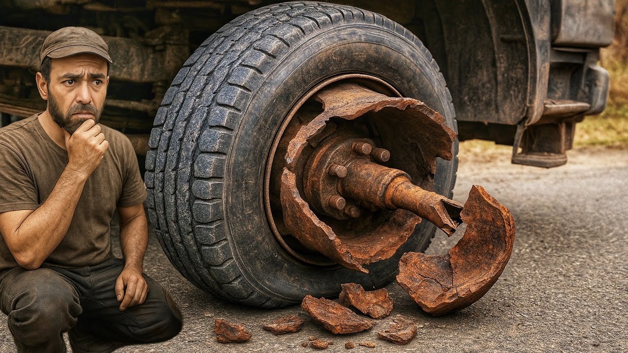 Unbelievable Truck Breakdown: Rusted Rim & Axle Completely Destroyed!