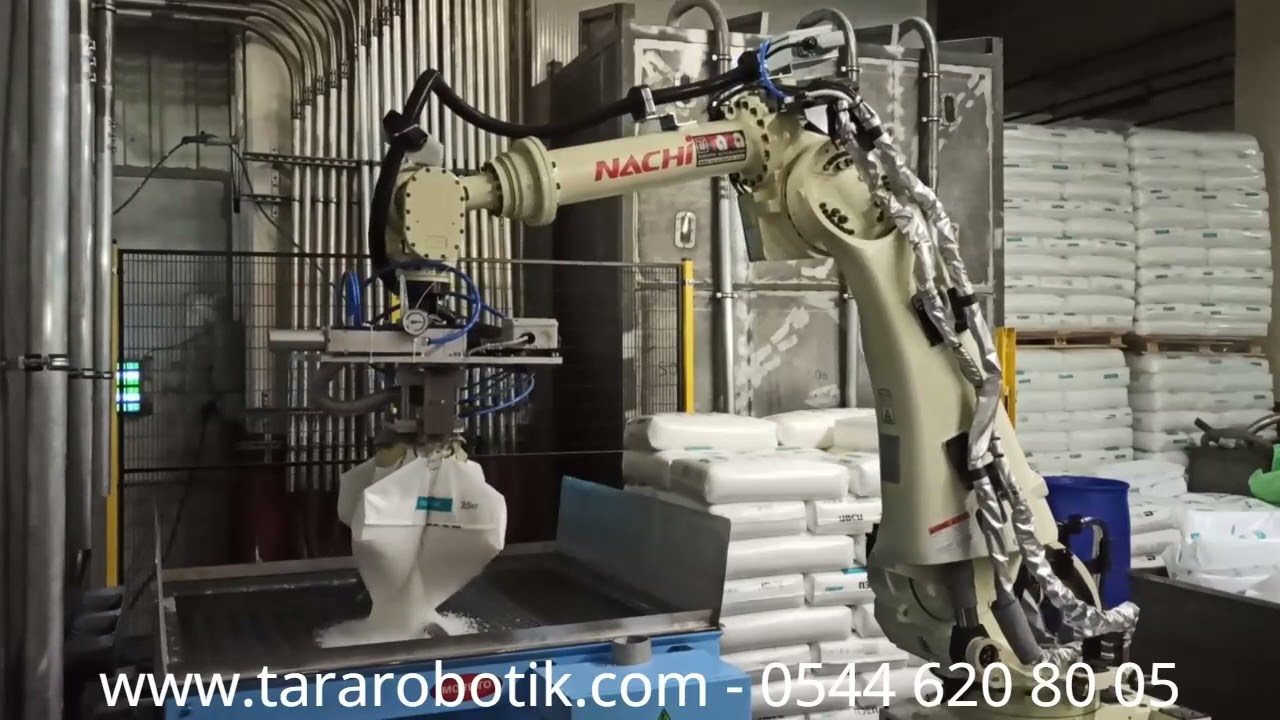 ÇUVAL TORBA HAMMADDE BOŞLATMA DEPALETLEME ROBOTU – TARA ROBOTİK OTOMASYON