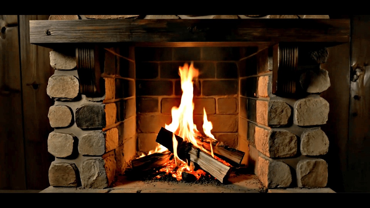 Calm Stone Fireplace 🔥 Steady Crackling Fire Sounds for Deep Sleep | 8 Hours