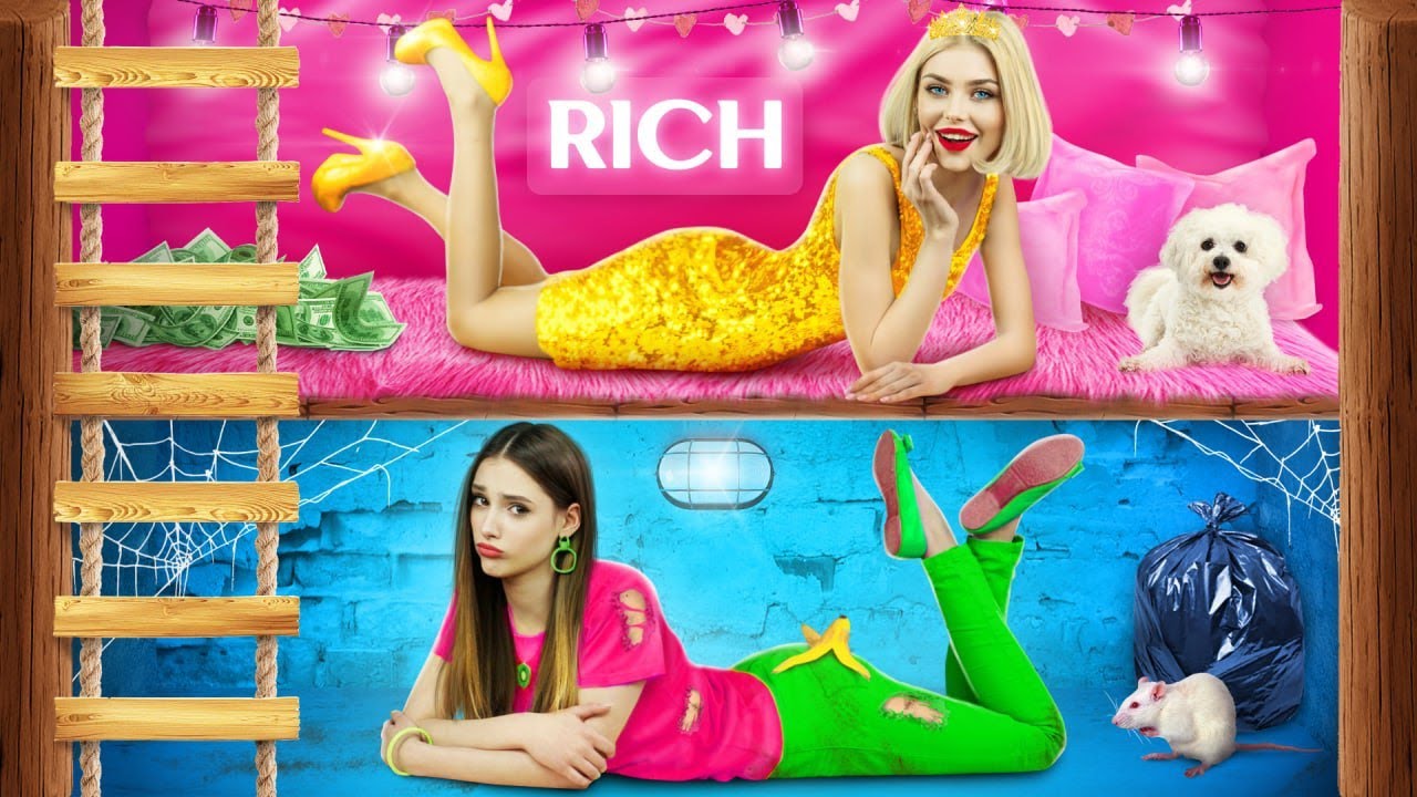 Chúng Mình Xây Giường Tầng Giàu VS Nghèo! Cách Xây Phòng Bí Mật Cho Tỷ Phú VS Người Nghèo bởi RATATA