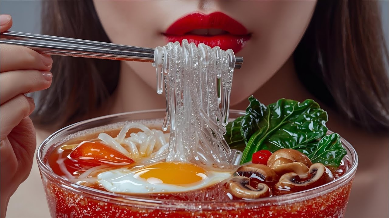 Cooking Veggie Ramen with Glass Ingredients 🍜 Oddly Satisfying ✨