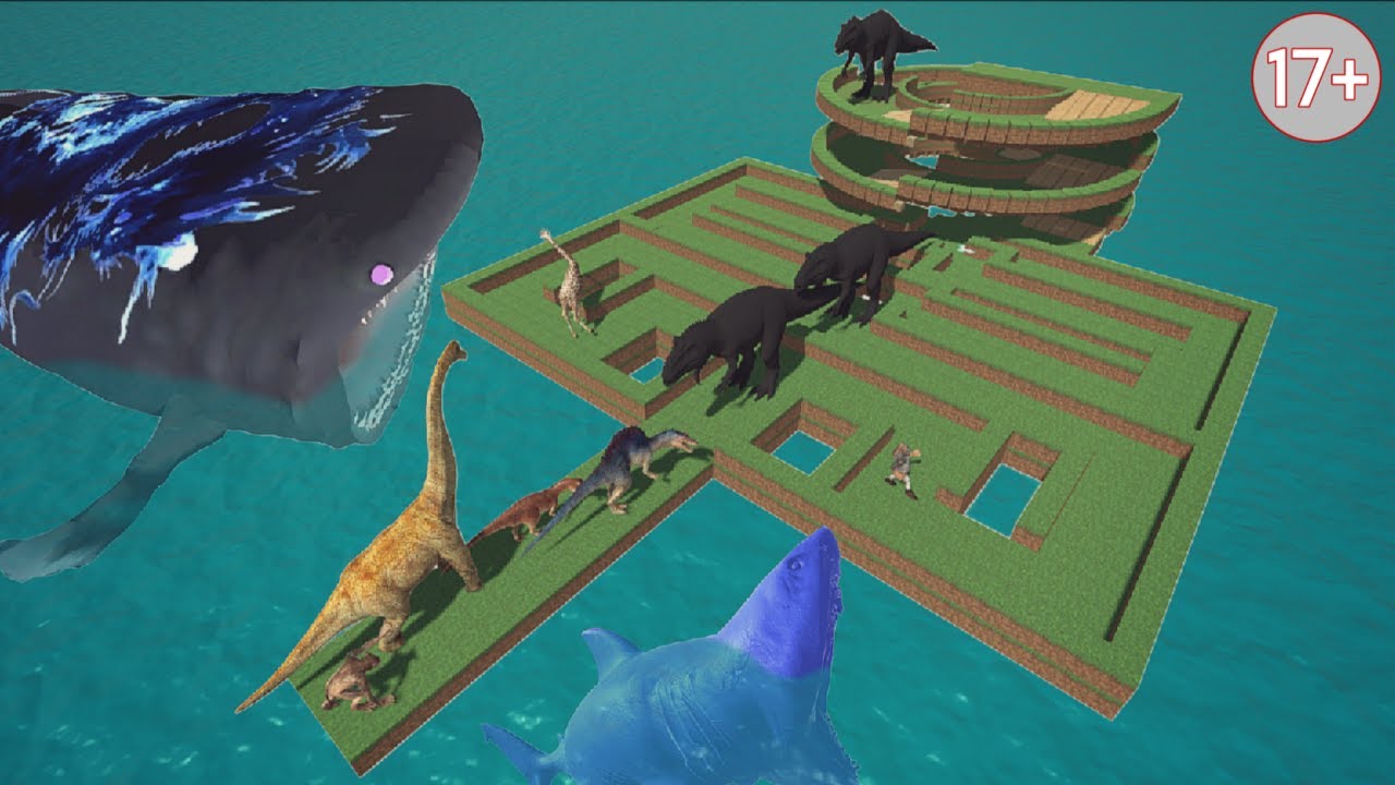 AVOID BLACK GIGANOTOSAURUS IN NEW MOSS MAZE SPIRAL - SANBOX // ARBS