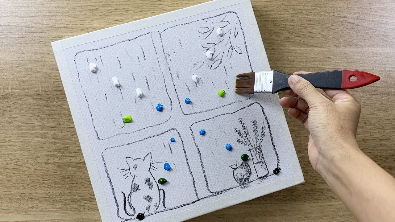 Daily challenge #86 / Acrylic / Kitty in the window of the rainy day