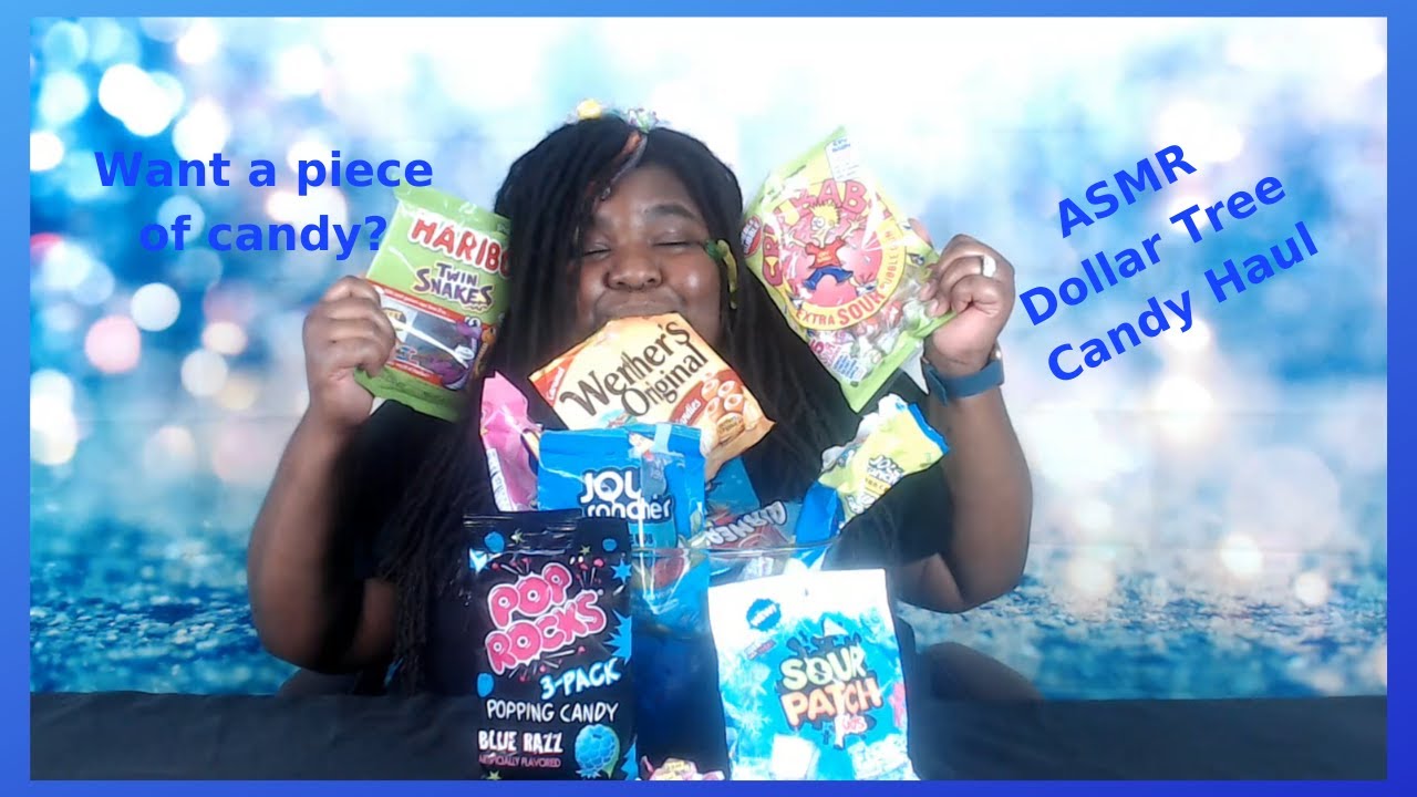 ASMR Dollar Tree Candy Haul|Whispering,Eating Sounds&Gum Chewing|