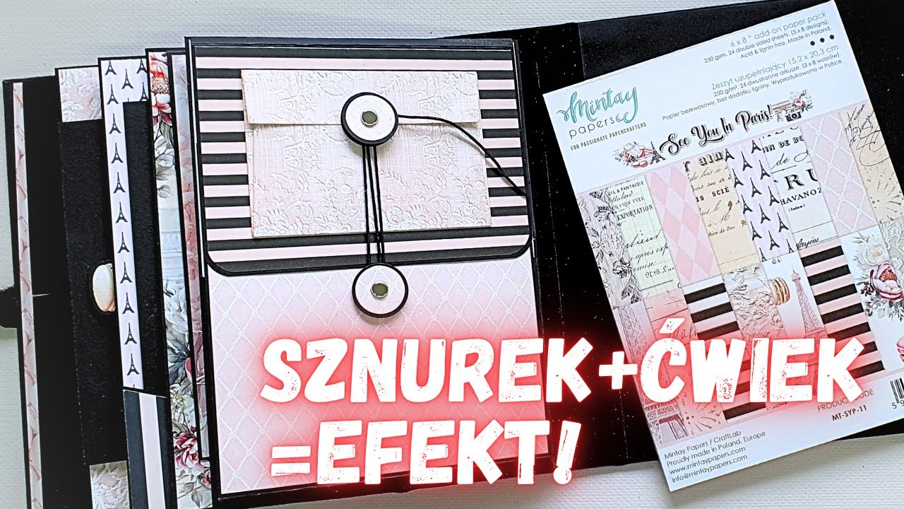 Album Paryski – Kopertowe Zamknięcie na Sznurki i Ćwieki | Kurs Krok po Kroku. Scrapbooking.